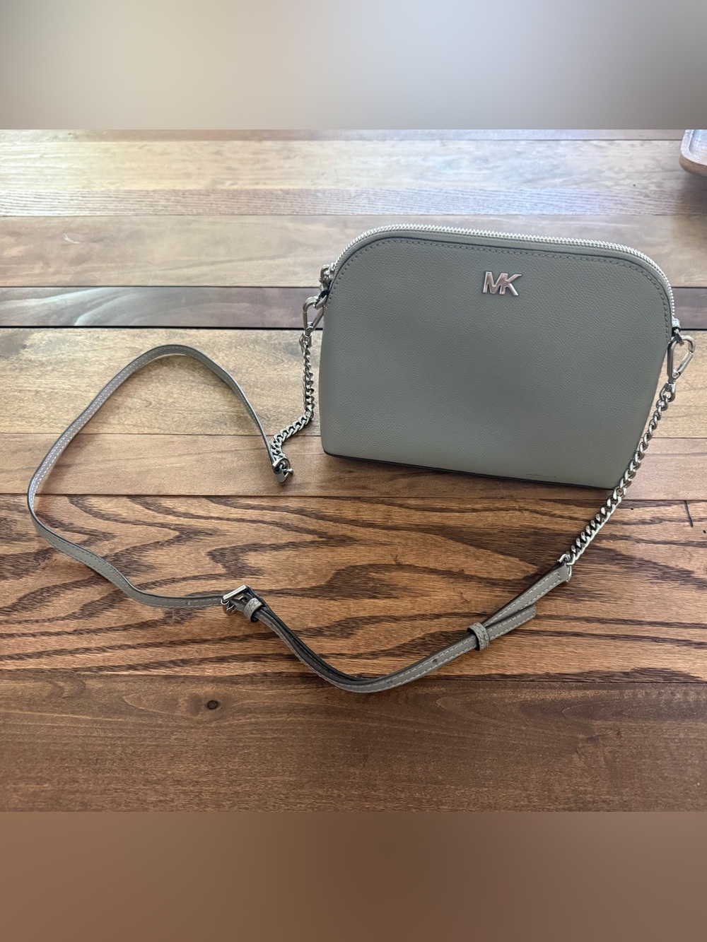 Michael Kors Light Grey Saffiano Crossbody Bag